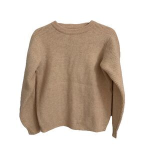 Albam Sweater Mens Small Oatmeal Ribbed Lambswool Pullover Crewneck Scottish